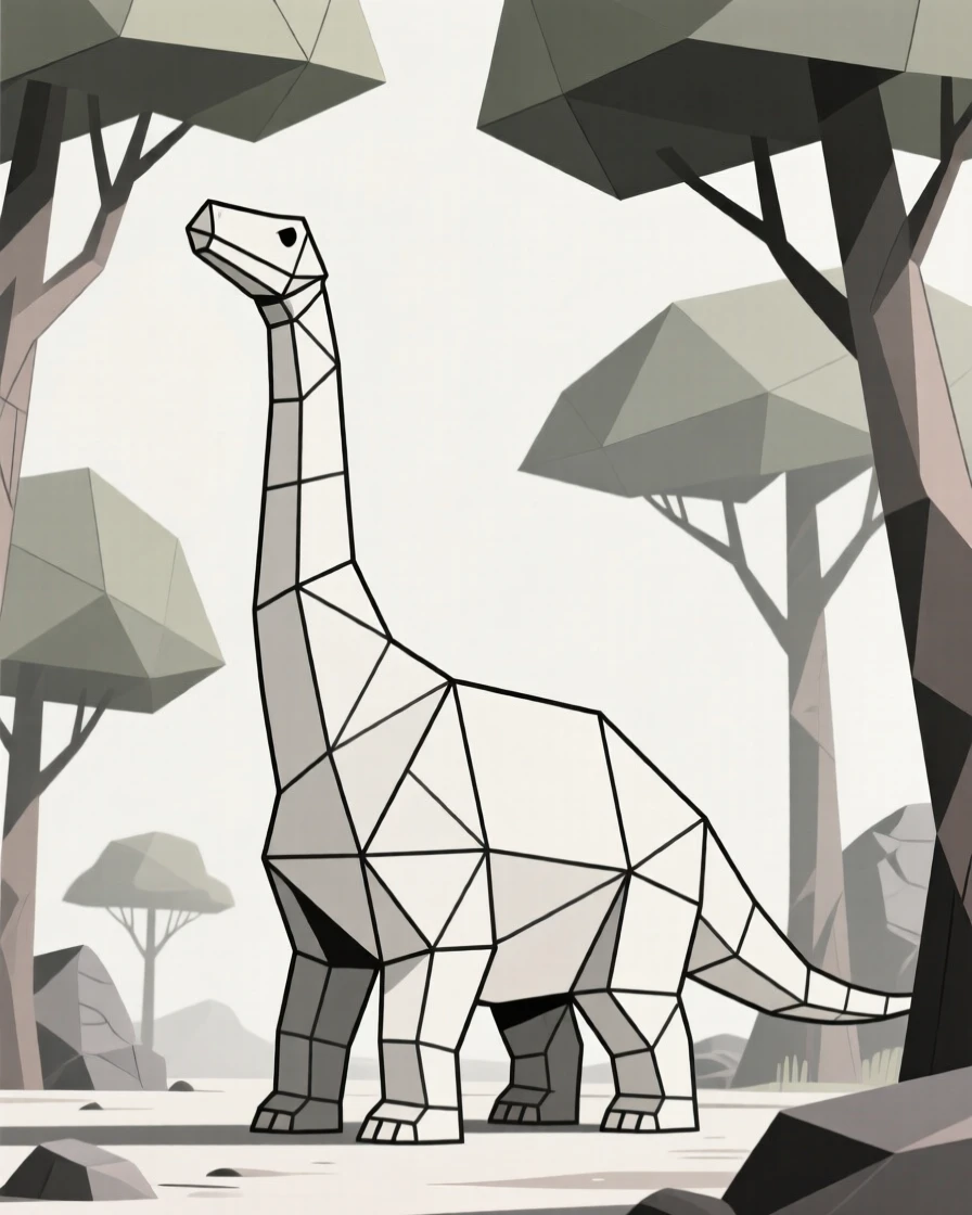 A Brachiosaurus reaching high into prehistoric treetops