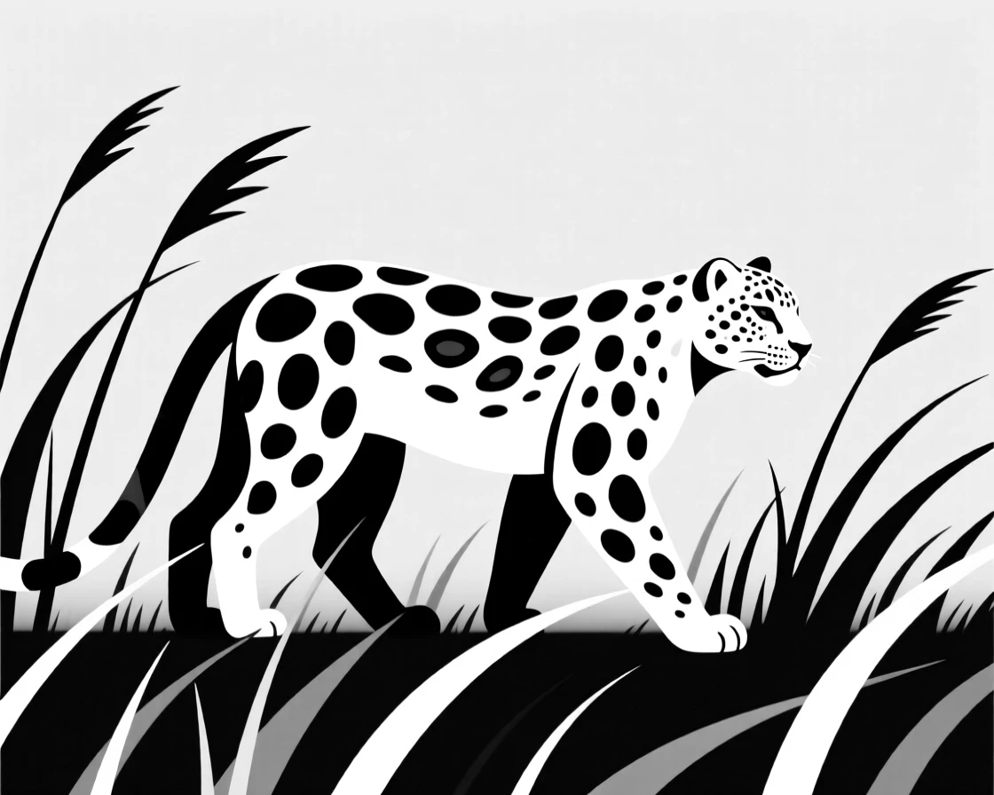 A snow leopard walking through tall golden grass.