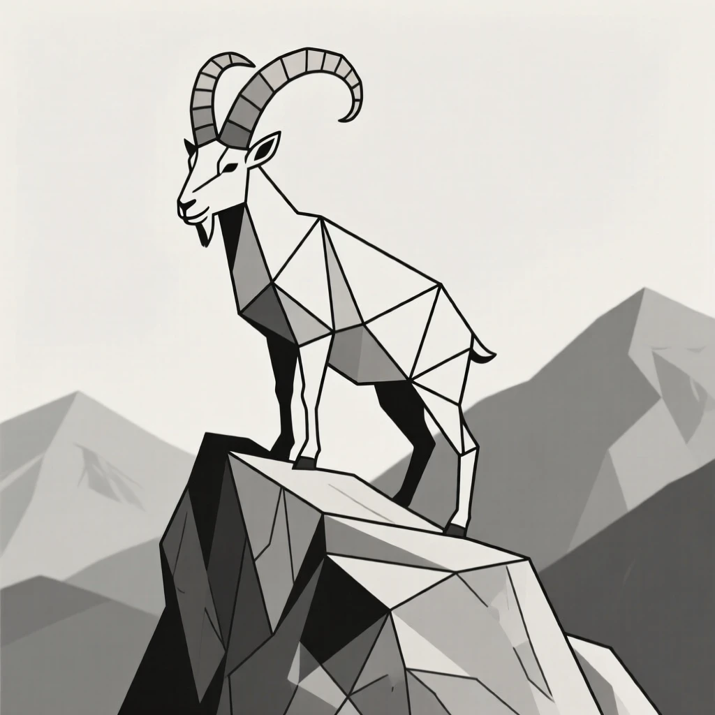 A markhor goat perched on a steep mountain crag