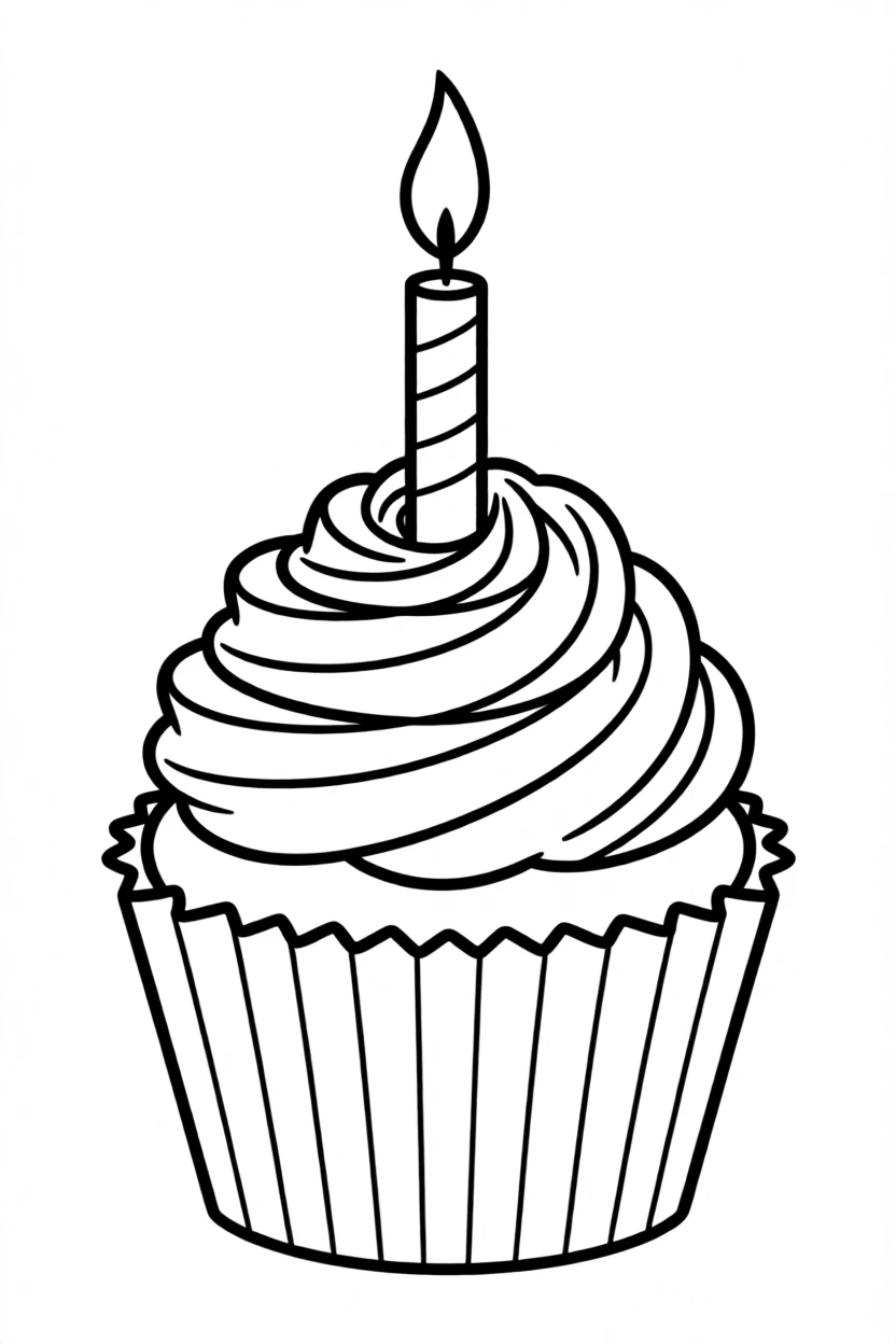 A birthday cupcake with a single lit candle