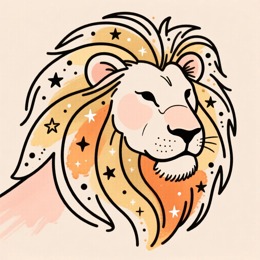 The Leo lion with a starry mane