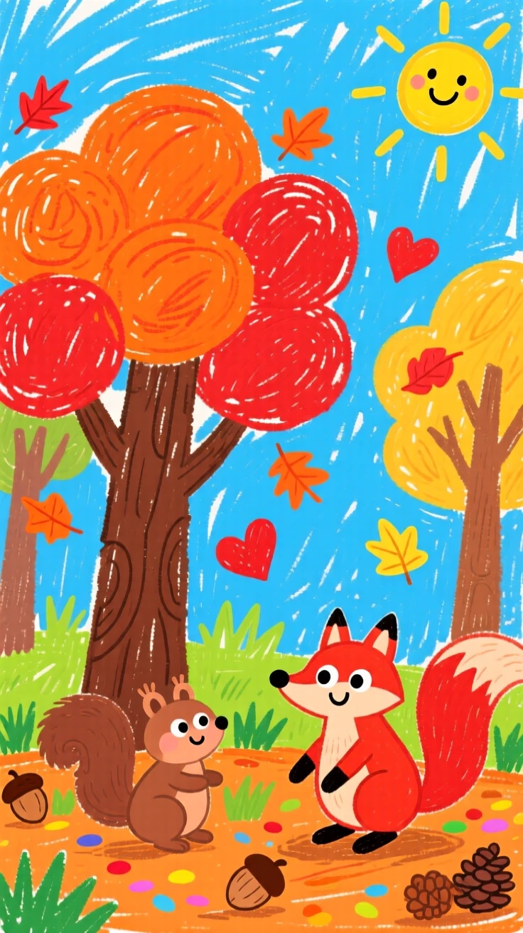 A vibrant autumn forest ablaze with orange and red leaves.