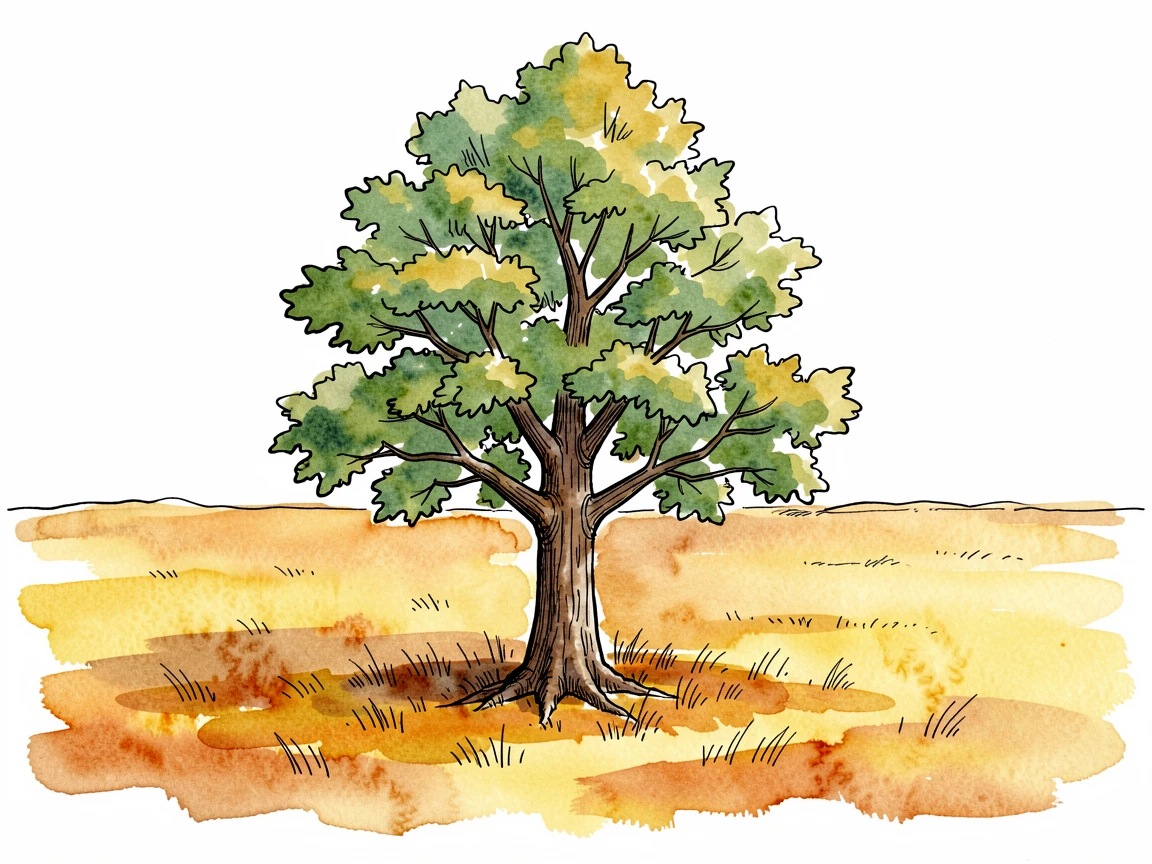A single tree standing green and full amid a field of autumn gold, a feeling of quiet determination and resilience.