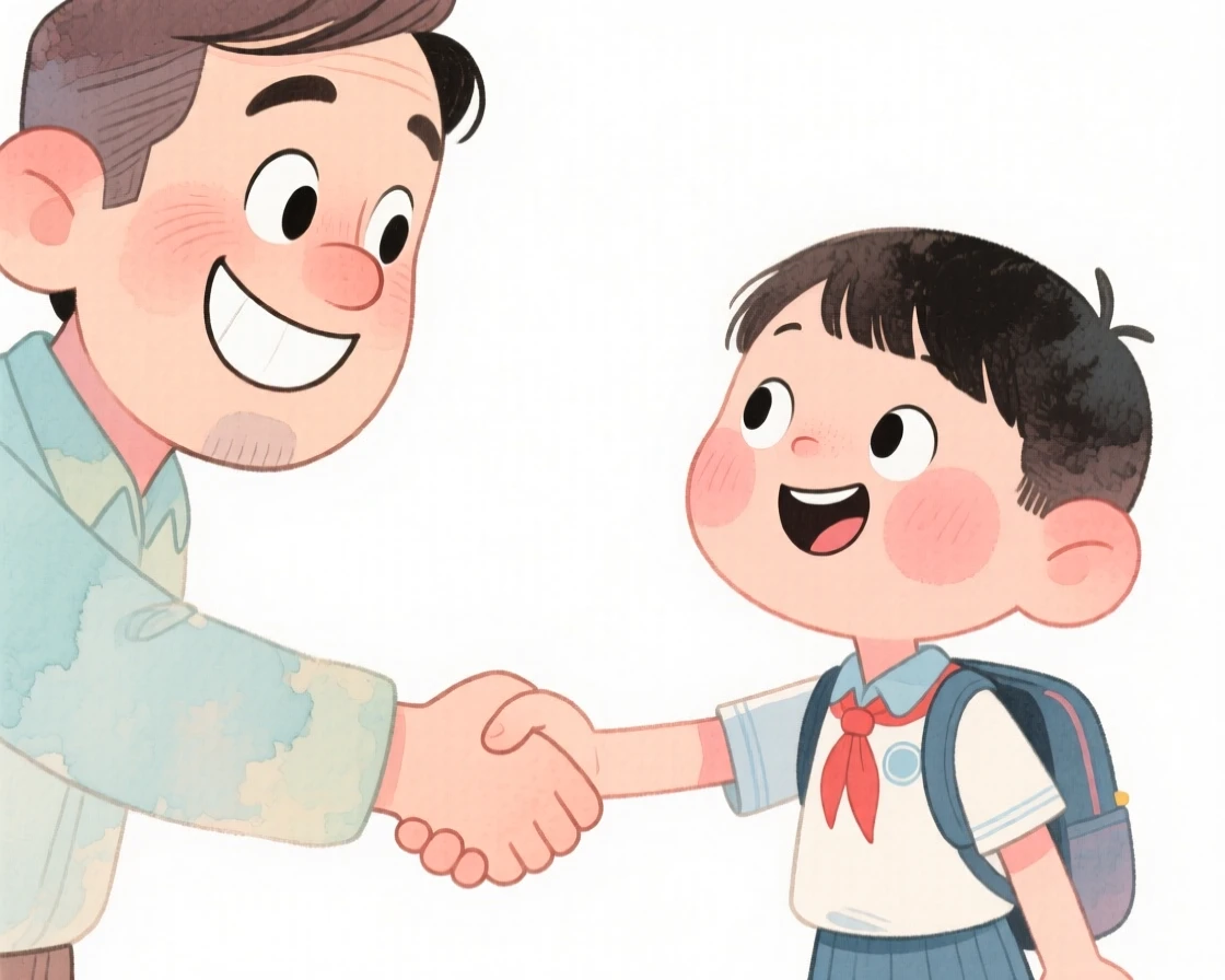 An uplifting, heartwarming moment of a mentor and student sharing a proud handshake