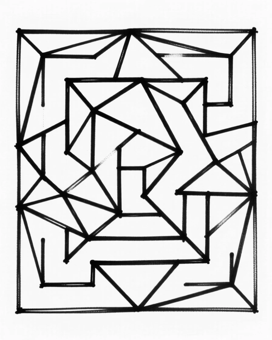 A geometric labyrinth of interconnected angular paths