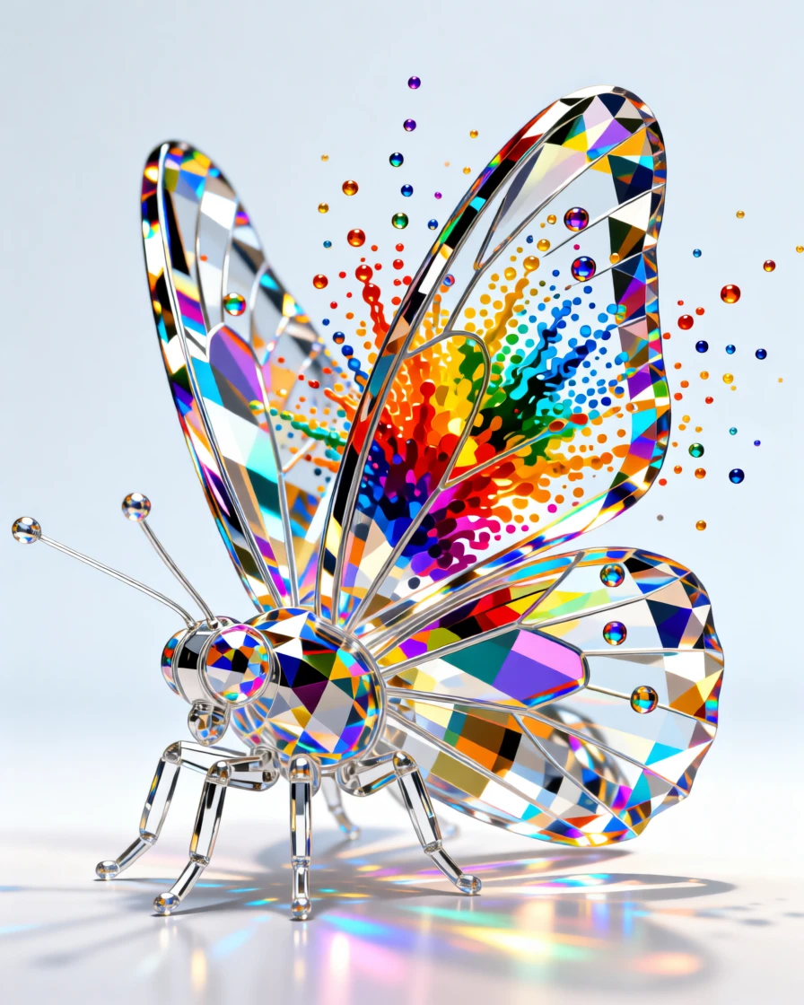 An abstract explosion of vivid pigment forming the delicate wings of a moth.