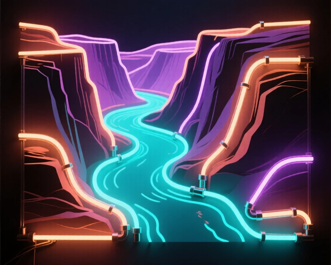 A canyon carved by a winding turquoise river.