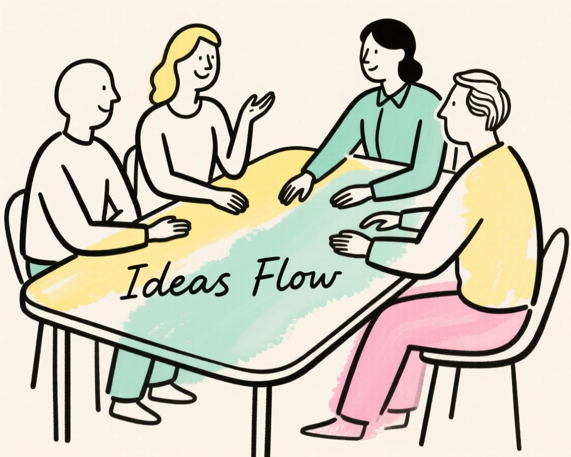 A group of coworkers brainstorming at a table