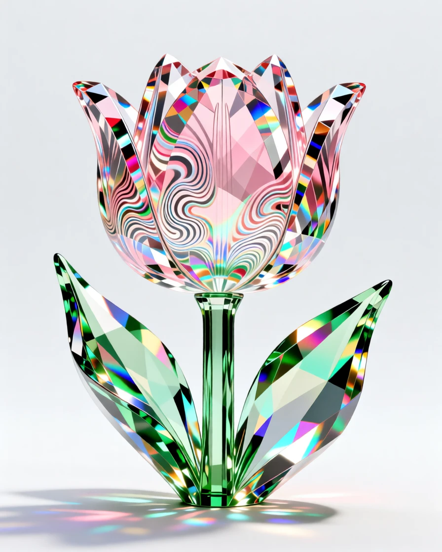 An abstract composition of fractal wave patterns forming a blooming tulip.