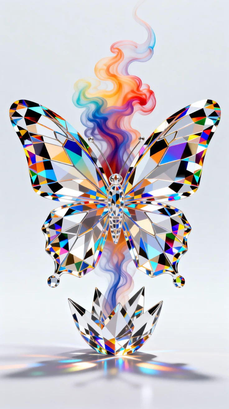 An abstract explosion of vivid smoke forming the delicate shape of a butterfly wing.