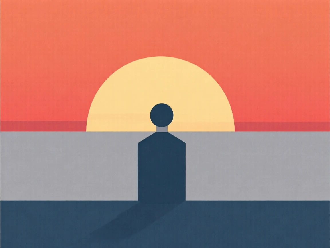 A person watching the sunset with a sense of quiet accomplishment