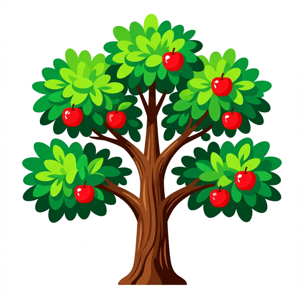 clip art of an apple tree, white background