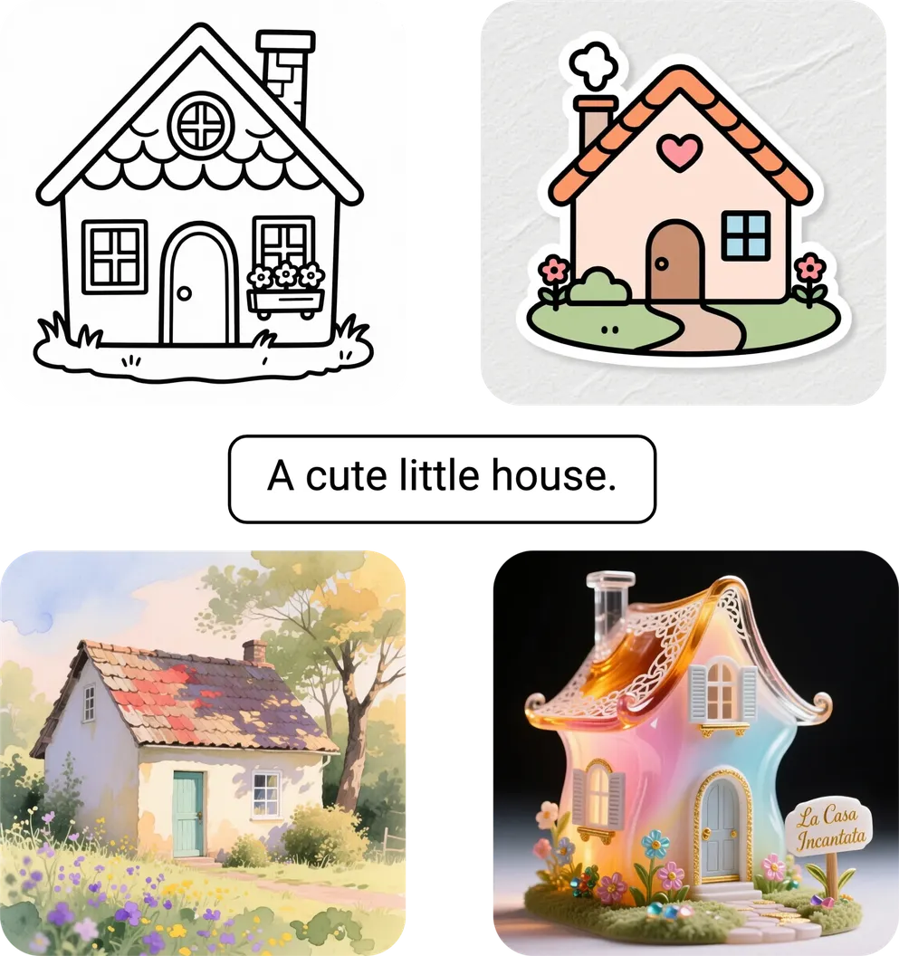One description, rendered in various art styles